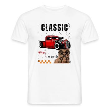 Vintage Red Hot Rod with Piston Art - Men's T-Shirt - white - Front - AI Model Male 178 dark (178cm)