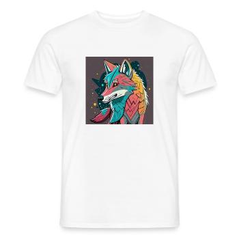 Geometrischer Wolf Farbexplosion - Männer T-Shirt - Weiß - Vorne - AI Model Male 178 dark (178cm)
