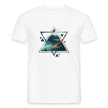Étoile géométrique sur paysages montagnards - T-shirt homme - blanc - Devant - AI Model Male 178 dark (178cm)