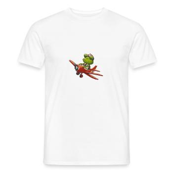Pilot frog in a red plane - Men's T-Shirt - white - Front - AI Model Male 178 dark (178cm)