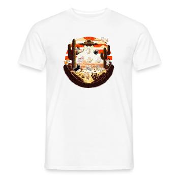 Cats in UFO desert sunset - Men's T-Shirt - white - Front - AI Model Male 178 dark (178cm)