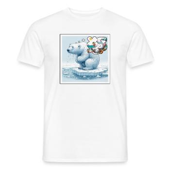 Ours polaire - T-shirt homme - blanc - Devant - AI Model Male 178 dark (178cm)