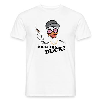 Qu’est-ce que le canard drôle canard gangster dictons drôles - T-shirt homme - blanc - Devant - AI Model Male 178 dark (178cm)