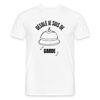Désolé je suis de garde - T-shirt homme - blanc - Devant - AI Model Male 178 dark (178cm)