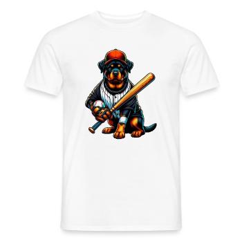 Chien de baseball Rottweiler - T-shirt homme - blanc - Devant - AI Model Male 178 dark (178cm)