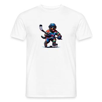 Chien de hockey sur glace Rottweiler - T-shirt homme - blanc - Devant - AI Model Male 178 dark (178cm)