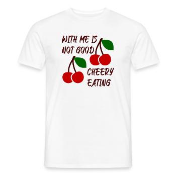 Avec moi, ce n’est pas bon de manger des cerises - T-shirt homme - blanc - Devant - AI Model Male 178 dark (178cm)
