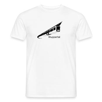 Police de caractères Wuppertal Suspension Railway noir/blanc - T-shirt homme - blanc - Devant - AI Model Male 178 dark (178cm)