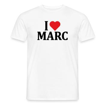 t-shirt j’aime Marc t-shirt idée cadeau - T-shirt homme - blanc - Devant - AI Model Male 178 dark (178cm)