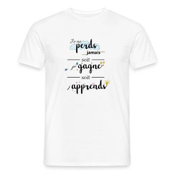 Citation : Je ne perds jamais - T-shirt homme - blanc - Devant - AI Model Male 178 dark (178cm)