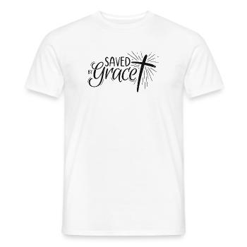 Saved by Grace Lettering - Men's T-Shirt - white - Front - AI Model Male 178 dark (178cm)