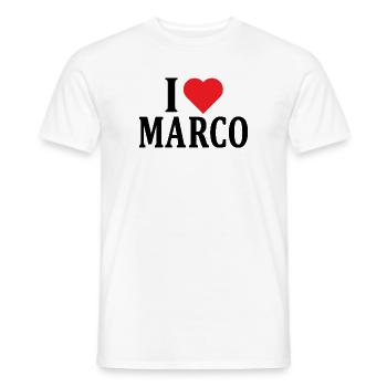 t-shirt j’aime Marco t-shirt idée cadeau - T-shirt homme - blanc - Devant - AI Model Male 178 dark (178cm)