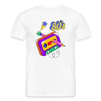 80er Jahre Audiokassette, Retro, Vintage - Männer T-Shirt - Weiß - Vorne - AI Model Male 178 dark (178cm)