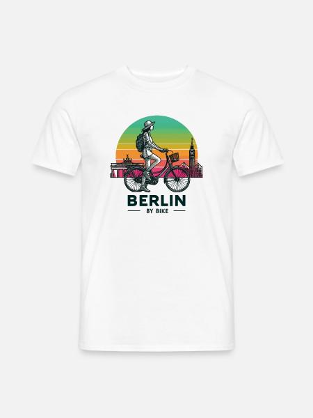 Berlin Skyline Radfahren Illustration - Männer T-Shirt - Weiß