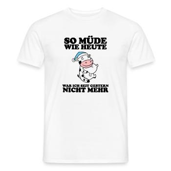 Ausschlafen Müde Spruch lustig Schlafen - Kuh - Männer T-Shirt - Weiß - Vorne - AI Model Male 178 dark (178cm)