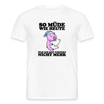 Ausschlafen Müde Spruch lustig Schlafen - Schwein - Männer T-Shirt - Weiß - Vorne - AI Model Male 178 dark (178cm)