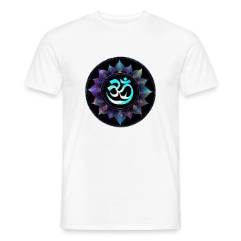 Om Lotus Neon Mandala - T-shirt homme - blanc - Devant - AI Model Male 178 dark (178cm)