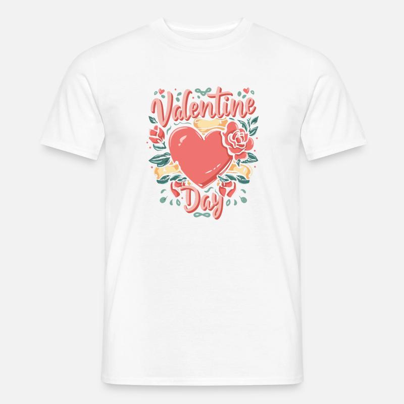 Valentinstags-Blumenherz - Männer T-Shirt - Weiß