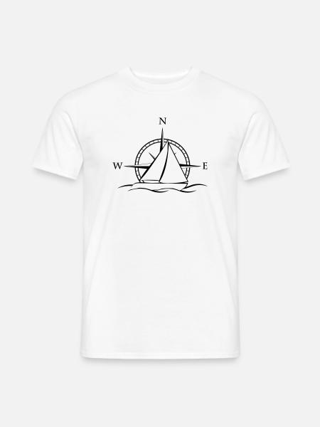 Sailboat with wind rose neutral black - Men's T-Shirt - white