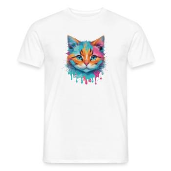 Cute Cat - Men's T-Shirt - white - Front - AI Model Male 178 dark (178cm)