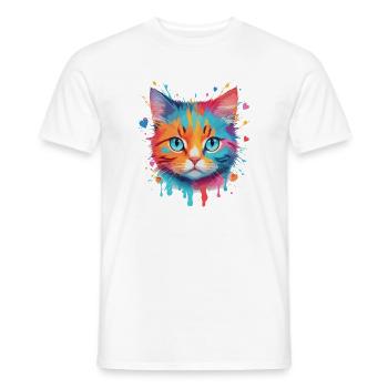 Cute Cat - Men's T-Shirt - white - Front - AI Model Male 178 dark (178cm)