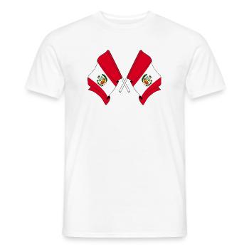 Deux drapeaux croisés du Pérou - T-shirt homme - blanc - Devant - AI Model Male 178 dark (178cm)