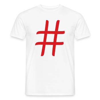 Hashtag (en anglais) - T-shirt homme - blanc - Devant - AI Model Male 178 dark (178cm)