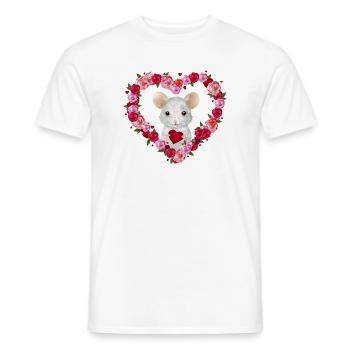 weiße Maus mit Rosen Herz zum Valentinstag - Männer T-Shirt - Weiß - Vorne - AI Model Male 178 dark (178cm)