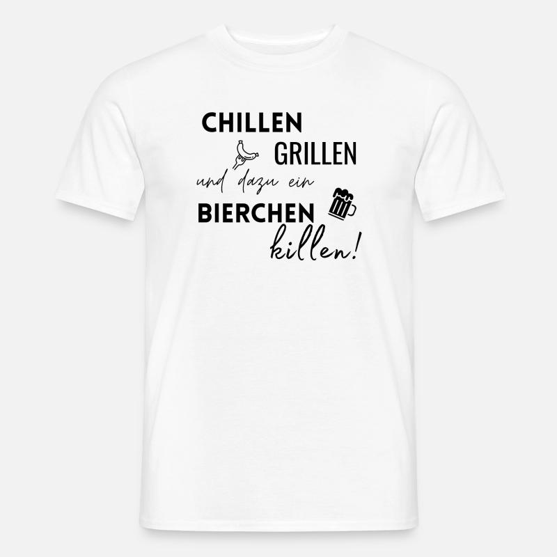 Chillen Grillen Bierchen killen - Männer T-Shirt - Weiß