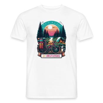 Évasion forestière au coucher du soleil à vélo - T-shirt homme - blanc - Devant - AI Model Male 178 dark (178cm)