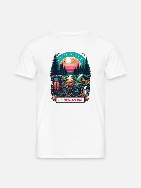 Sunset Bikepacking – leśna ucieczka - T-shirt męski - biały