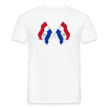 Deux drapeaux croisés du Paraguay - T-shirt homme - blanc - Devant - AI Model Male 178 dark (178cm)
