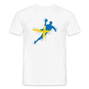 Équipe de handball Suède Joueur de handball symbole Explosion - T-shirt homme - blanc - Devant - AI Model Male 178 dark (178cm)