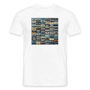 Cassette audio - T-shirt homme - blanc - Devant - AI Model Male 178 dark (178cm)