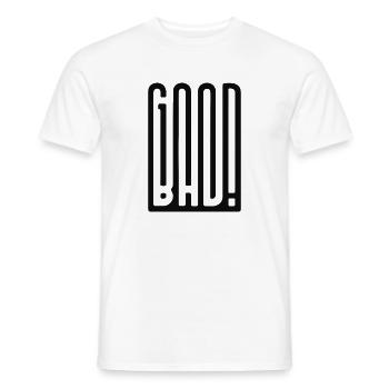 Lebensfreude Schriftzug auf lebendigem Hintergrund - Männer T-Shirt - Weiß - Vorne - AI Model Male 178 dark (178cm)