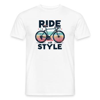 Fahren Sie mit Stil Fahrraddesign - Männer T-Shirt - Weiß - Vorne - AI Model Male 178 dark (178cm)