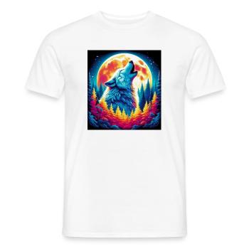Le loup hurle à la lune - T-shirt homme - blanc - Devant - AI Model Male 178 dark (178cm)
