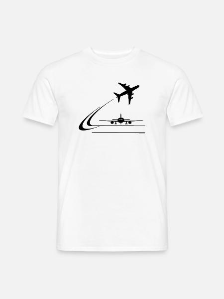Vorderansicht Flugzeug und wegfliegendes Flugzeug - Männer T-Shirt - Weiß