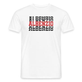 Albenzio t-shirt gift t-shirt stacked text - Men's T-Shirt - white - Front - AI Model Male 178 dark (178cm)