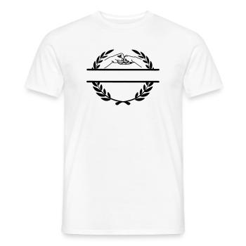 Working together in laurel wreath - Men's T-Shirt - white - Front - AI Model Male 178 dark (178cm)