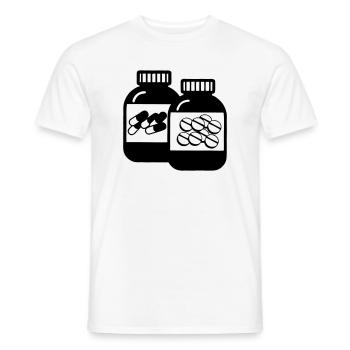 Jars of Capsules and Pills for Pharmacy - Men's T-Shirt - white - Front - AI Model Male 178 dark (178cm)
