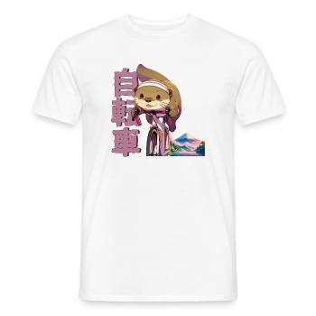 Anime Manga Cycling Otter - Men's T-Shirt - white - Front - AI Model Male 178 dark (178cm)