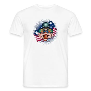 Joueur de football avec ballon de football et drapeau des États-Unis - T-shirt homme - blanc - Devant - AI Model Male 178 dark (178cm)