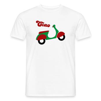 Scooter Ciao Italy Holiday Joie de vivre Fan happy - T-shirt homme - blanc - Devant - AI Model Male 178 dark (178cm)