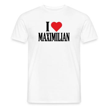 t-shirt I love Maximilian t-shirt gift idea - Men's T-Shirt - white - Front - AI Model Male 178 dark (178cm)