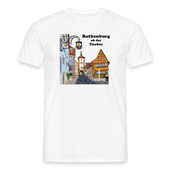 Rothenburg ob der Tauber, Bavière, Dessin - T-shirt homme - blanc - Devant - AI Model Male 178 dark (178cm)