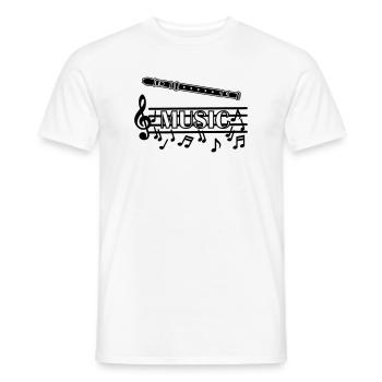 Logo de la musique de la flûte à bec - T-shirt homme - blanc - Devant - AI Model Male 178 dark (178cm)