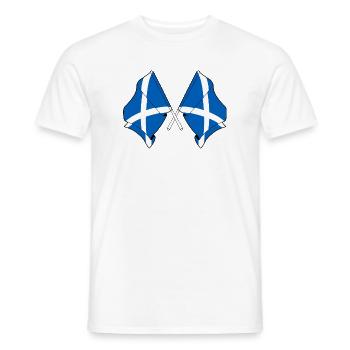 Deux drapeaux croisés de l’Ecosse - T-shirt homme - blanc - Devant - AI Model Male 178 dark (178cm)