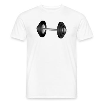 Dumbbell motif for fitness and gym enthusiasts - Men's T-Shirt - white - Front - AI Model Male 178 dark (178cm)
