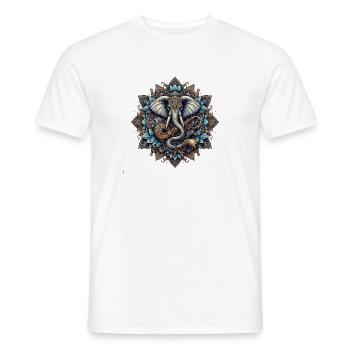 Elephant mandala in steampunk style - Men's T-Shirt - white - Front - AI Model Male 178 dark (178cm)